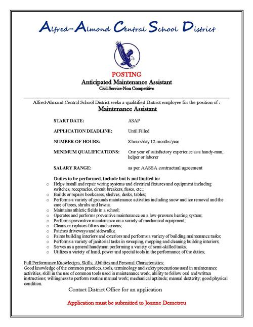 Anticipated Maintenance Assistant